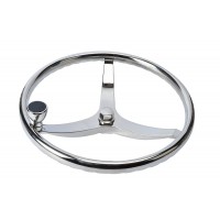 SeaLux Stainless Steel Boat Steering Wheel 3 Spoke 15-1/2" Dia, with 1/2"-20 Nut and Turning Knob for Teleflex Cable Helm