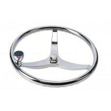 SeaLux Stainless Steel Boat Steering Wheel 3-Spoke 15-1/2", with Hydraulic 5/8"-18 Nut