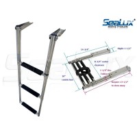 SeaLux Stainless Steel 3-step Over Platform Telescoping Boarding Ladder for boat 400 lbs. capacity load