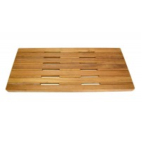 SeaLux 30 in. Teak Wall Mount Slatted Folding Shower Seat with Stainless Steel Trim