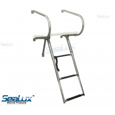 SeaLux Universal Inboard /Outboard TRANSOM PLATFORM & under mount TELESCOPING 3 Steps LADDER