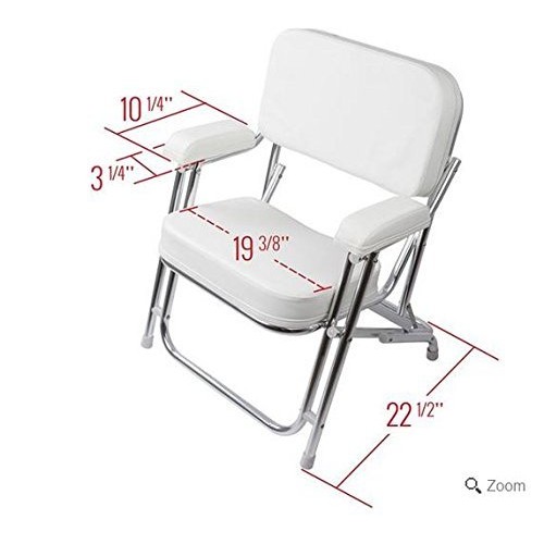 SeaLux Aluminum Portable Folding Cushioned Boat Deck Beach Chair White