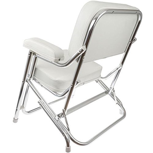 SeaLux Aluminum Portable Folding Cushioned Boat Deck Beach Chair White