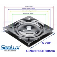 SeaLux Universal Heavy Duty 360 degree 7 to 8-3/4 Seat Swivel Base Mount  Plate for Bar Stool, Chair, boat or van pilot seat (Large)