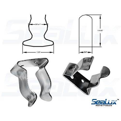 SeaLux Pair Stainless Steel Boat Hook Spring Clamp Holder Bracket Clip