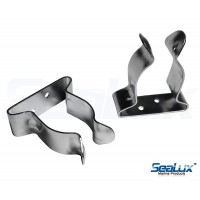 SeaLux Pair Stainless Steel Boat Hook Spring Clamp Holder Bracket Clip opening 1"-1-3/4" (Large) 