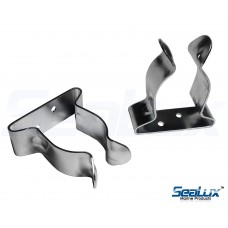 SeaLux Pair Stainless Steel Boat Hook Spring Clamp Holder Bracket Clip opening 1"-1-3/4" (Large) 