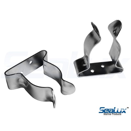 SeaLux Pair Stainless Steel Boat Hook Spring Clamp Holder Bracket Clip