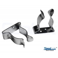 SeaLux Pair Stainless Steel Boat Hook Spring Clamp Holder Bracket Clip Opening I.d. 5/8" to 1" (Small)