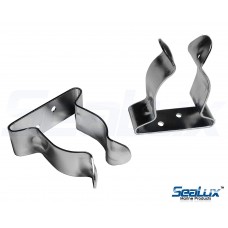 SeaLux Pair Stainless Steel Boat Hook Spring Clamp Holder Bracket Clip Opening I.d. 5/8" to 1" (Small)