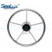 SeaLux Stainless Steel 5 Spoke Destroyer Steering Wheel 15-1/2" with Black Center Cap