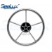 SeaLux Stainless Steel 5 Spoke Destroyer Steering Wheel 15-1/2" with Black Center Cap