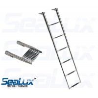 SeaLux Marine Stainless Steel Heavy Duty 6 Step WIDE BODY OVER PLATFORM TELESCOPING Swim Ladder