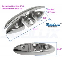 SeaLux Boat Surface Mount Flip up Folding Pull Up cleat 6" Marine Grade 316 Stainless Steel