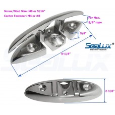 SeaLux Boat Surface Mount Flip up Folding Pull Up cleat 6" Marine Grade 316 Stainless Steel