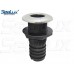 SeaLux Marine STRAIGHT Thru-Hull/Scupper Drain for Hose dia. 1-1/4 ", Flange dia. 2-3/8 " with 316 SS Trim Cover Black Poly for Bilge Pump