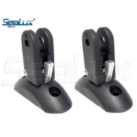 SeaLux Marine Black Plastic Quick Release Oval Base Surface Mount Bimini Top Deck hinge/Fitting-Accon Marine 410 (2 sets)