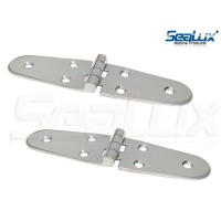 SeaLux Marine Stainless Steel Top Mount 5-5/8" x 1-1/2" Large Round Side Strap Hinge (Pair)