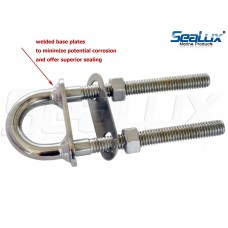 SeaLux Marine 3/8" stock Fixed Welding Plate Bow Eye Stern Eye U-Bolt 5" Length with 3-1/2" Stud Length