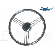 SeaLux 9 Spokes Stainless Steel Marine Boat Steering Wheel 13-1/2'', 15 degree dish