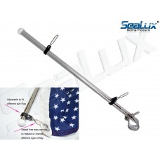 SeaLux Marine Stainless Steel Rail Mount Flag Staff Pole with adjustable Clamps and Split clips for Marine/ Boat/ Kayak