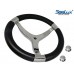 SeaLux Marine Premier Genuine Leather Comfort Grip 316 Stainless Steel 14" dia. 3-Spoke Sport Boat Yacht Steering Wheel (Color: Black)