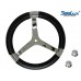 SeaLux Marine Premier Genuine Leather Comfort Grip 316 Stainless Steel 14" dia. 3-Spoke Sport Boat Yacht Steering Wheel (Color: Black)