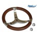 SeaLux Marine Premier Genuine Leather Comfort Grip 316 Stainless Steel 14" dia. 3-Spoke Sport Boat Yacht Steering Wheel (Color: Cherrywood Brown)