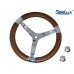 SeaLux Marine Premier Genuine Leather Comfort Grip 316 Stainless Steel 14" dia. 3-Spoke Sport Boat Yacht Steering Wheel (Color: Cherrywood Brown)