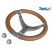 SeaLux Marine Premier Genuine Leather Comfort Grip 316 Stainless Steel 14" dia. 3-Spoke Sport Boat Yacht Steering Wheel (Color: Caramel Beige)