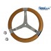 SeaLux Marine Premier Genuine Leather Comfort Grip 316 Stainless Steel 14" dia. 3-Spoke Sport Boat Yacht Steering Wheel (Color: Caramel Beige)