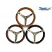 SeaLux Marine Premier Genuine Leather Comfort Grip 316 Stainless Steel 14" dia. 3-Spoke Sport Boat Yacht Steering Wheel (Color: Caramel Beige)