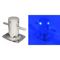 SeaLux Marine Mooring Bollard with integrated BLUE LED lighting 316 Stainless Steel 7" Samson Post Cross Cleat for Yacht/Boat/Dock