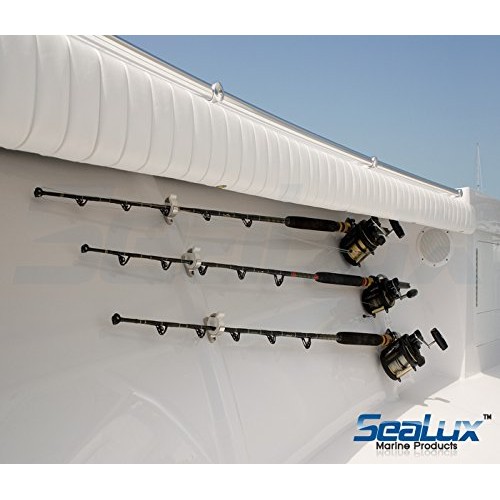 SeaLux Premium Andized Aluminum Snap Lock Rod and Reel storage Hanger rack  set for boat, car, van (Bright SILVER)