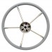 SeaLux Marine Stainless Steel Steering Wheel, 15.5" Diameter, 25 Degree Dish, Grey Form Comfort Grip