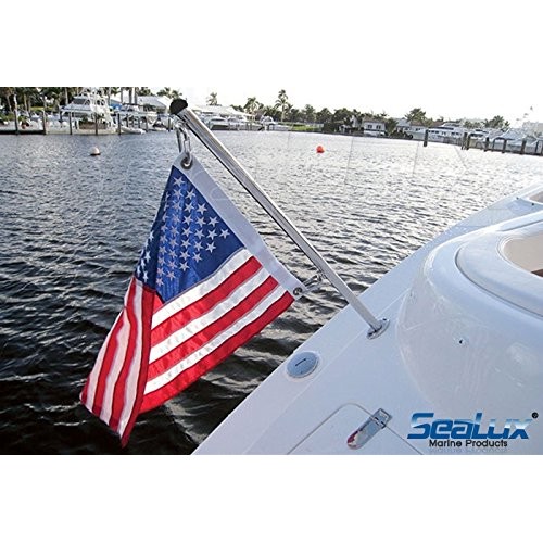 SeaLux Marine Boat 30 Flag Stanchion Pole and 90° Flush Mounting Socket  (OEM) (Flag Pole