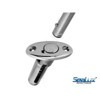 SeaLux Marine 316 Stainless Steel Flag Pole Base Angled Flush Mount Socket for Boat, Yacht ( for 1" tube with Locking Stud) OEM Quality