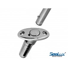 SeaLux Marine 316 Stainless Steel Flag Pole Base Angled Flush Mount Socket for Boat, Yacht ( for 1" tube with Locking Stud) OEM Quality