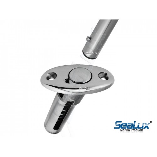 SeaLux Marine 316 Stainless Steel Flag Pole Base Angled Flush Mount Socket  for Boat, Yacht ( for