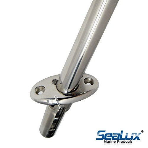 SeaLux Marine 316 Stainless Steel Flag Pole Base Angled Flush Mount Socket  for Boat, Yacht ( for