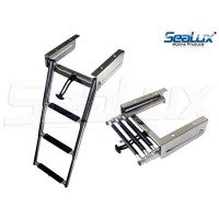 SeaLux Marine Deluxe Extra Drop Down 3-Step Slide Under Platform Mount Boarding Ladder with Retaining Strap OEM quality