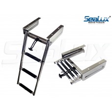 SeaLux Marine Deluxe Extra Drop Down 3-Step Slide Under Platform Mount Boarding Ladder with Retaining Strap OEM quality