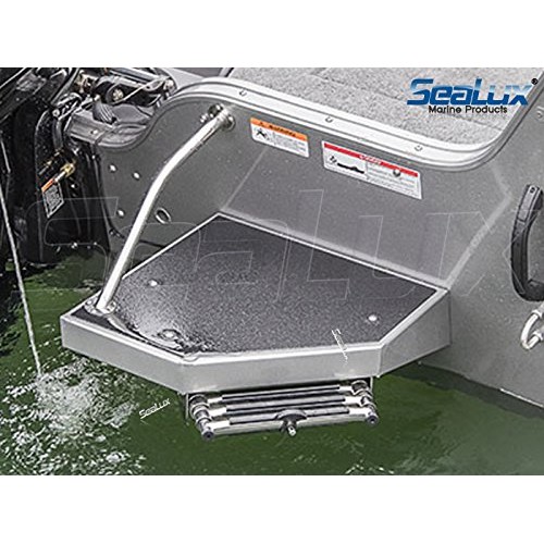 SeaLux Marine Deluxe Extra Drop Down 3-Step Slide Under Platform Mount Boarding Ladder with Retaining Strap OEM quality
