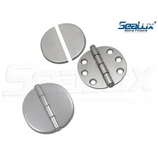 SeaLux Marine Dia. 2-9/16" Round Hinges with Cover Caps - 6 Fixing Holes - Mirror Polished 316 Stainless Steel (Pair)