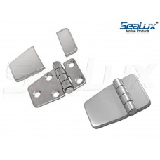 SeaLux Marine Short Sided 2-1/4" x 1-1/2" (57 mm x 37 mm) Hinge with Cover Caps - 5 Fixing Holes - Mirror Polished 316 Stainless Steel