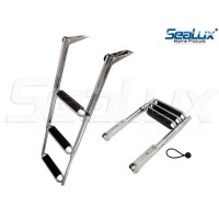 SeaLux Marine Ergonomic Oval Tubing 3-step Drop Down Boarding Ladder 400 lbs. Capacity, Top Mount