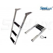 SeaLux Marine Ergonomic Oval Tubing 3-step Drop Down Boarding Ladder 400 lbs. Capacity, Top Mount