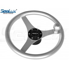 SeaLux Marine 3-Spoke 13-1/2" Aluminum Fabricated Sports Steering Wheel with Speed Knob