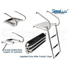 SeaLux Universal Swim Platform with Extra Wide Steps TOP MOUNT boarding Ladder for Inboard / Outboard Motor on Boat and Yacht