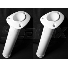 SeaLux 9-1/2" U.V. Stabilized Nylon 30 Degree Flush Mount Console WHITE Rod Holders no Cap (2-pc) for Kayak, Boat